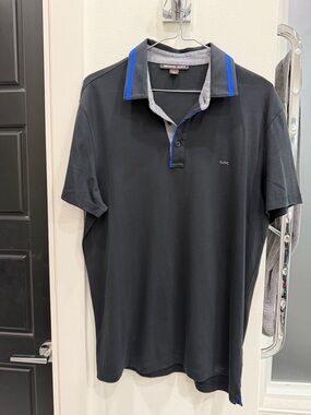 Michael Kors Black Polo with Blue Accent Stripe